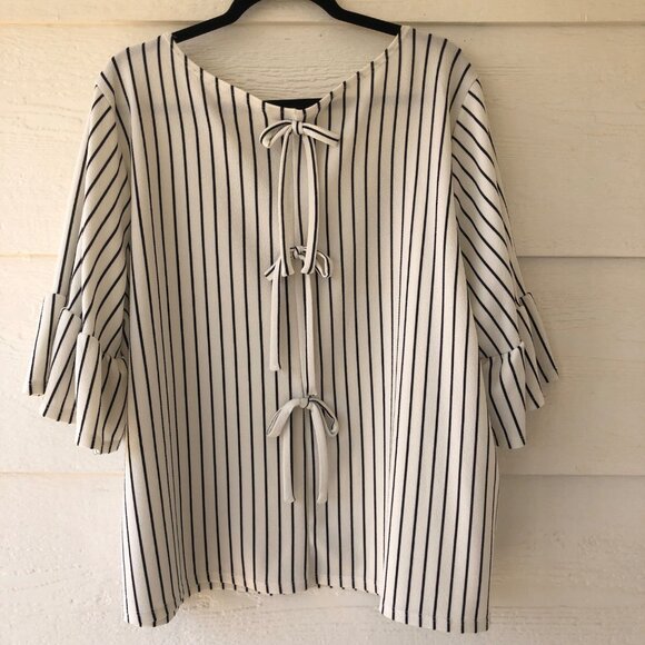 Moa Moa Women’s Summer Top Size 3X Flare Ruffle Sleeve Back Bow Detail - Picture 3 of 14